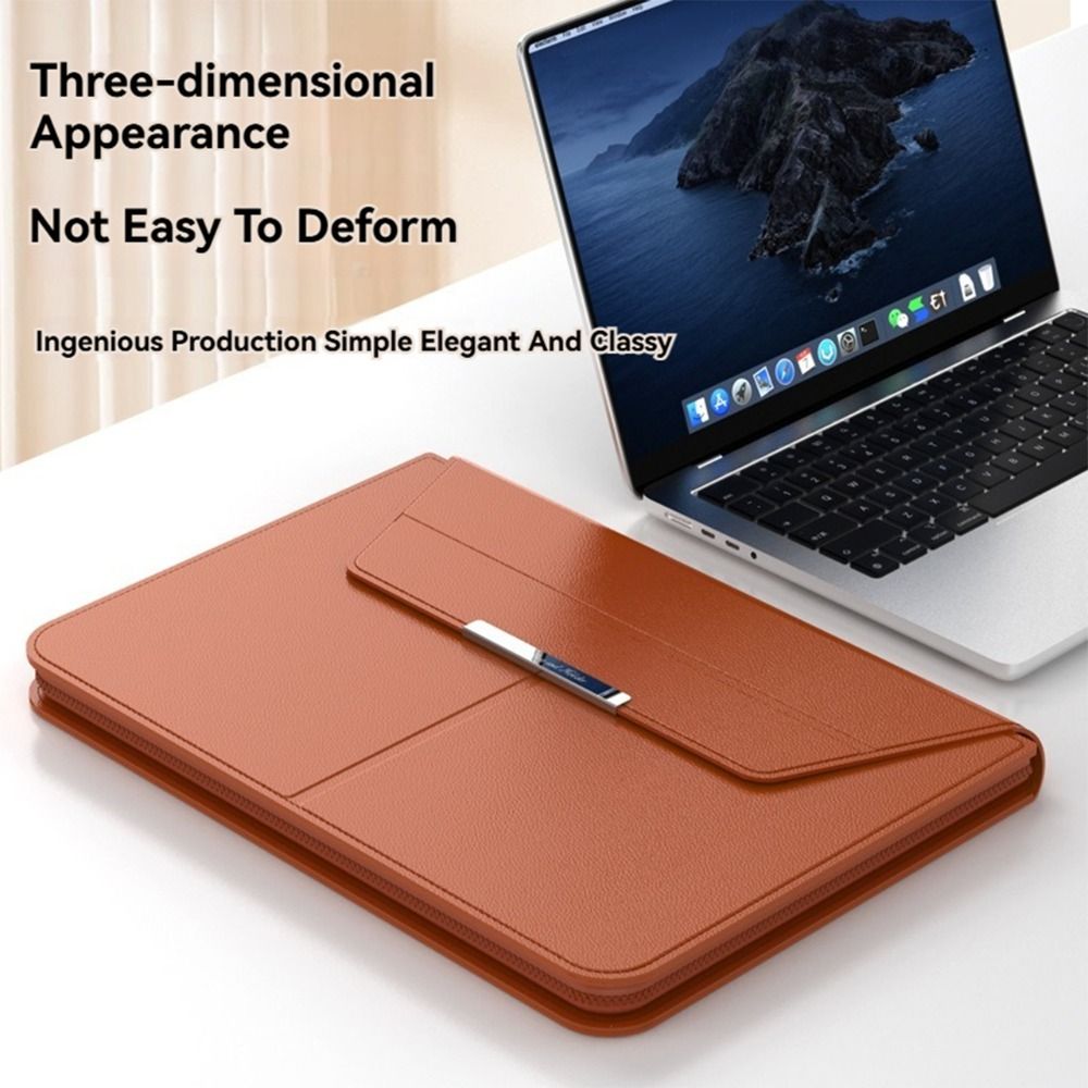 Laptop Accessories Sleeve - 13-14/15-16 นิ้วซองใส่แล็ปท็อปปิดอัตโนมัติพร้อมขาตั้งกระเป๋าใส่โน๊ตบุ๊คหนังกระเป๋าพับได้สำหรับแมคบุคแอร์