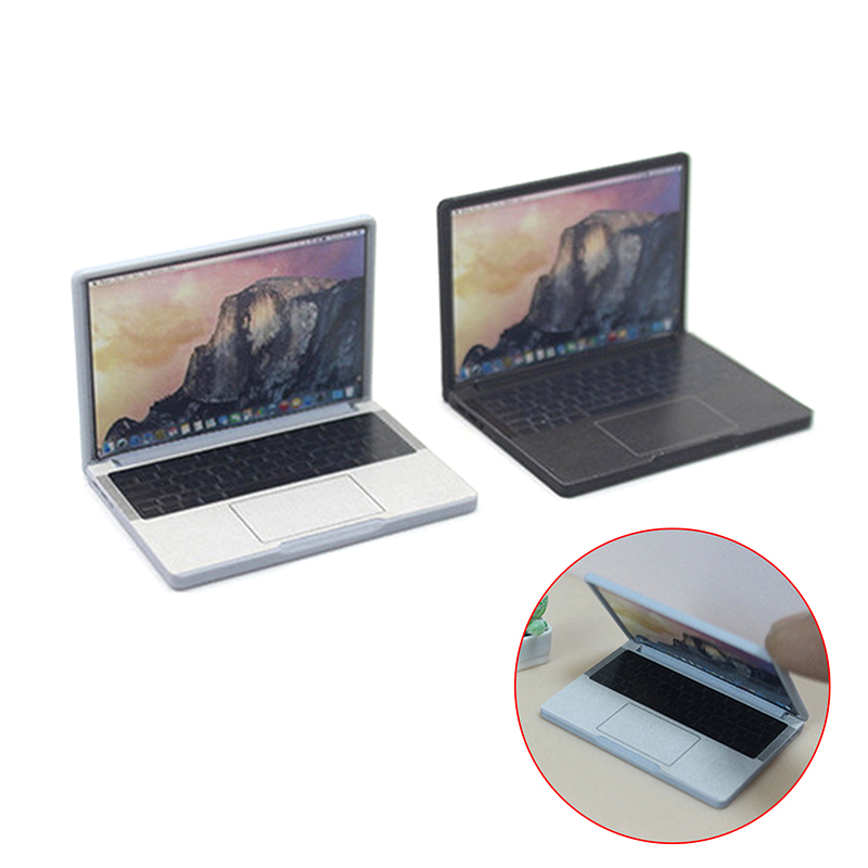 Laptop Accessories Computer - แล็ปท็อปจำลองน่ารัก ขนาด 1:12 ของเล่นจิ๋วสำหรับตกแต่งบ้านตุ๊กตา ทำจากโลหะผสม สำหรับตกแต่งบ้านตุ๊กตา