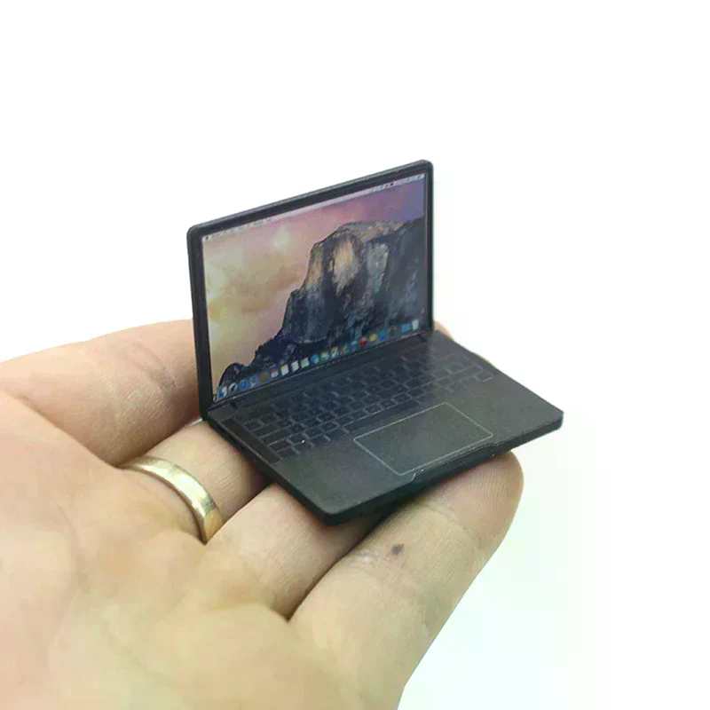 Laptop Accessories Computer - แล็ปท็อปจำลองน่ารัก ขนาด 1:12 ของตกแต่งบ้านตุ๊กตา งานฝีมือโลหะผสมขนาดจิ๋ว สำหรับตกแต่งบ้านตุ๊กตา