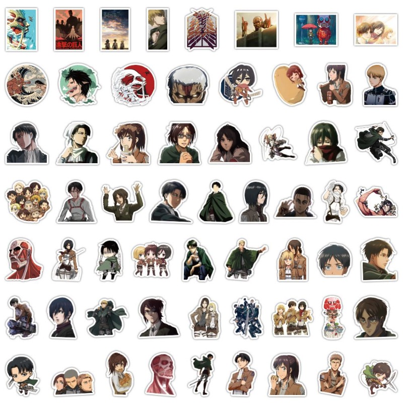 Laptop Accessories Aesthetic - 60 ชิ้นสติกเกอร์อนิเมะ Attack on Titan น่ารักสวยงาม