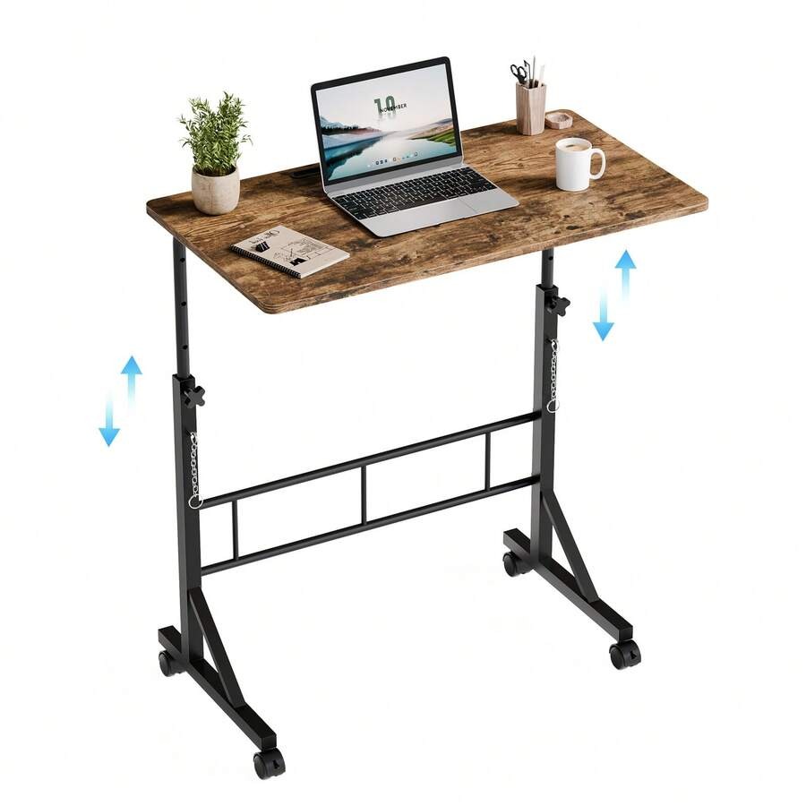 Laptop Stand Portable - Sweetcrispy โต๊ะทำงานแบบเคลื่อนที่ขนาด 31.5 นิ้ว, โต๊ะวางแล็ปท็อปแบบปรับความสูงได้พร้อมล้อเลื่อนที่ล็อกได้, โต๊ะทำงานแบบยืนเคลื่อนที่