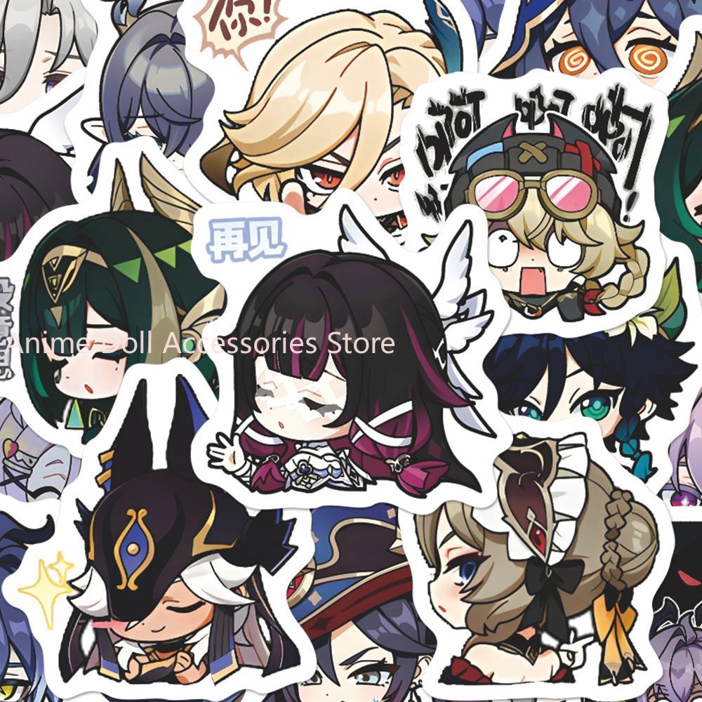 Laptop Accessories Aesthetic - 64PCS เก็นชิน อิมแพ็ค มูนเมเดนอะนิเมะสติกเกอร์การ์ตูนกราฟฟิตี้สติ๊กเกอร์หมวกกันน็อคสเก็ตบอร์ดแล็ปท็อปสติกเกอร์ตกแต่งรถจักรยานยนต์