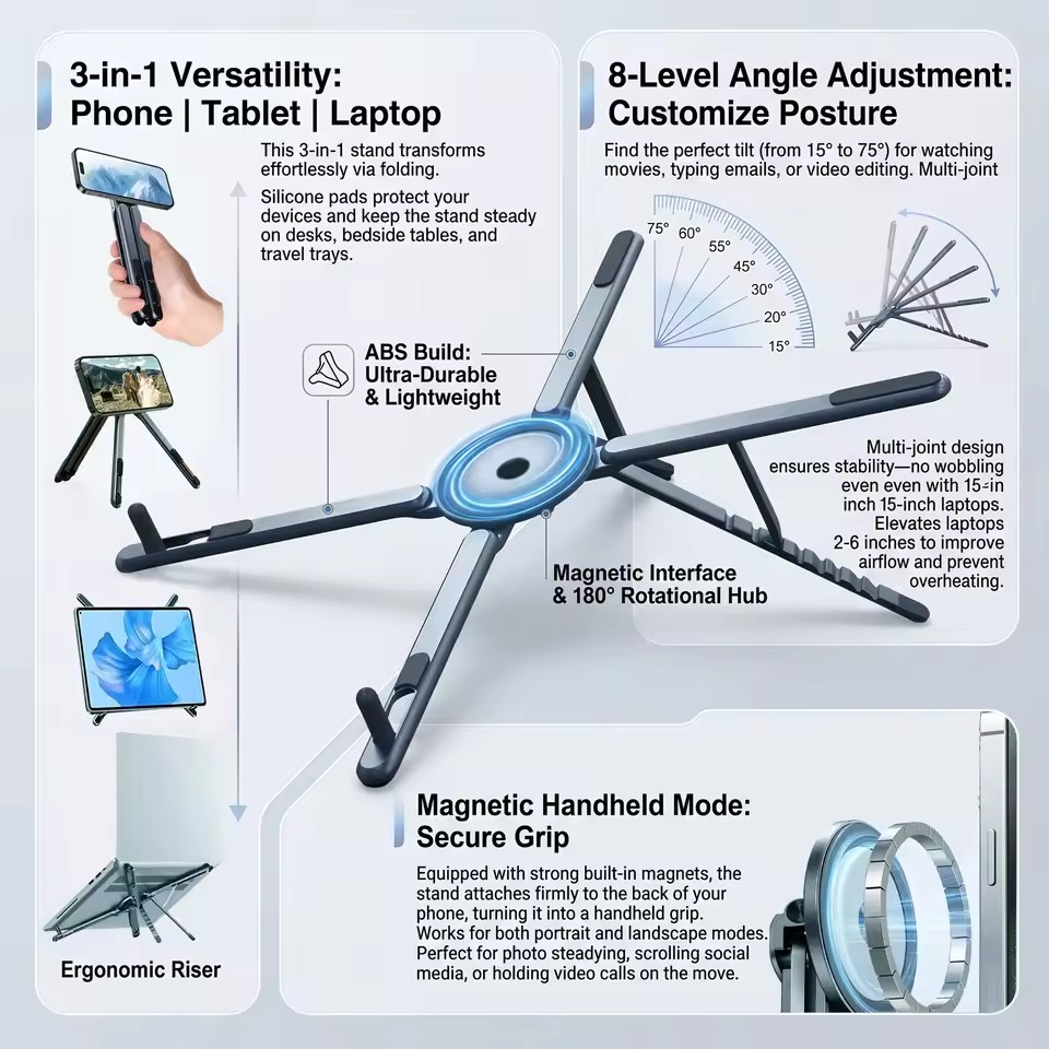 ที่วางโทรศัพท์แม่เหล็กแบบพกพาแ - Laptop Stand Portable บทวิจารณ์และราคา
