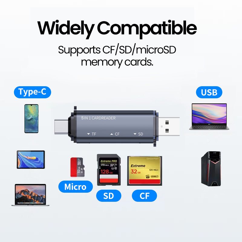 5 IN 1 USB Card Reader ประเภท  - Laptop Accessories And Gadgets บทวิจารณ์และราคา
