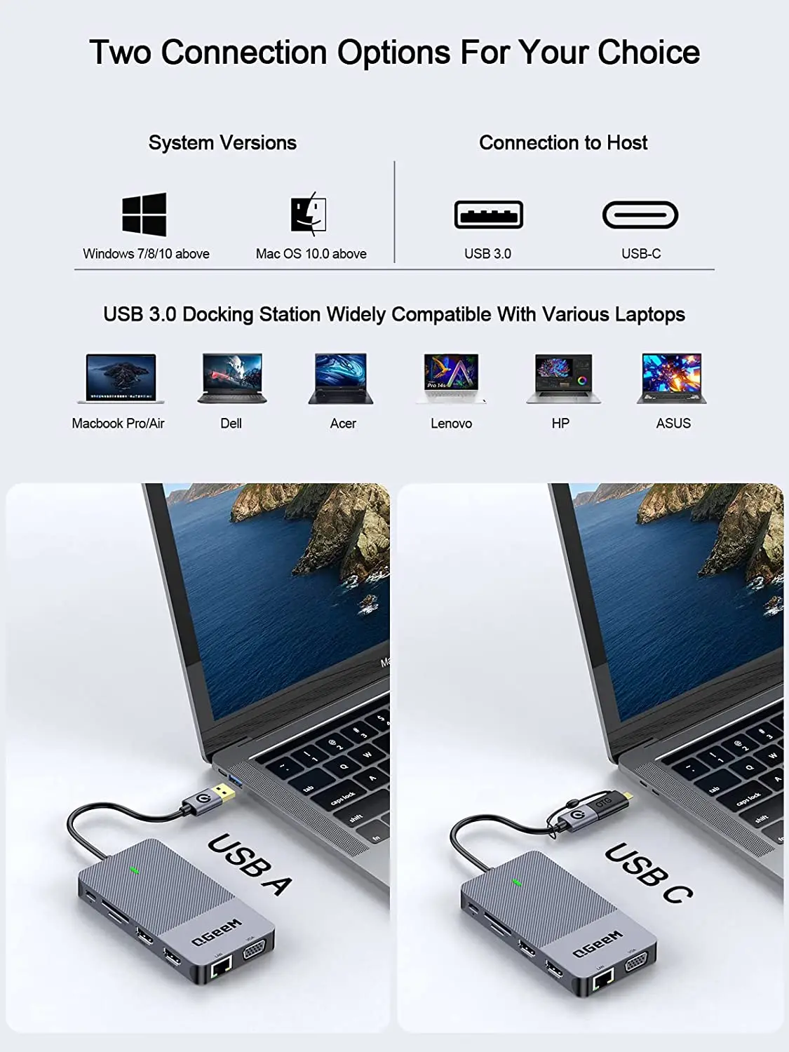 QGeeM USB 3.0 Docking Station, - Laptop Accessories Hub บทวิจารณ์และราคา