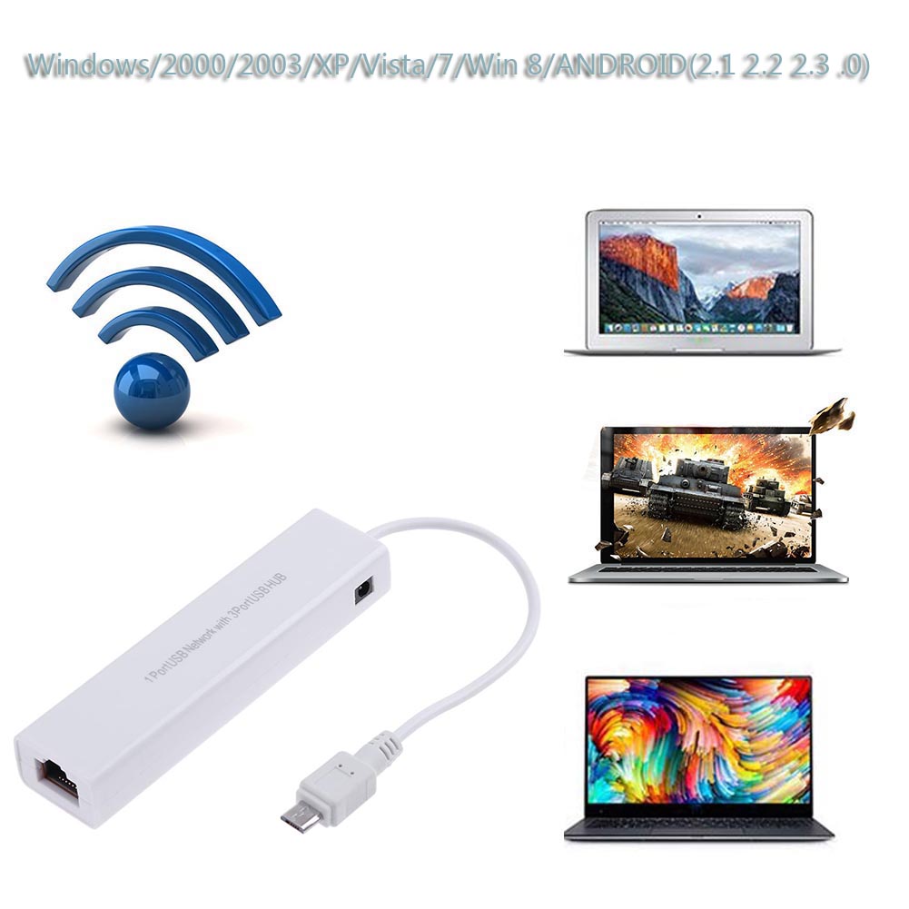 OTG 3พอร์ต USB ฮับ2.0 10/100MB - Laptop Accessories Hub บทวิจารณ์และราคา