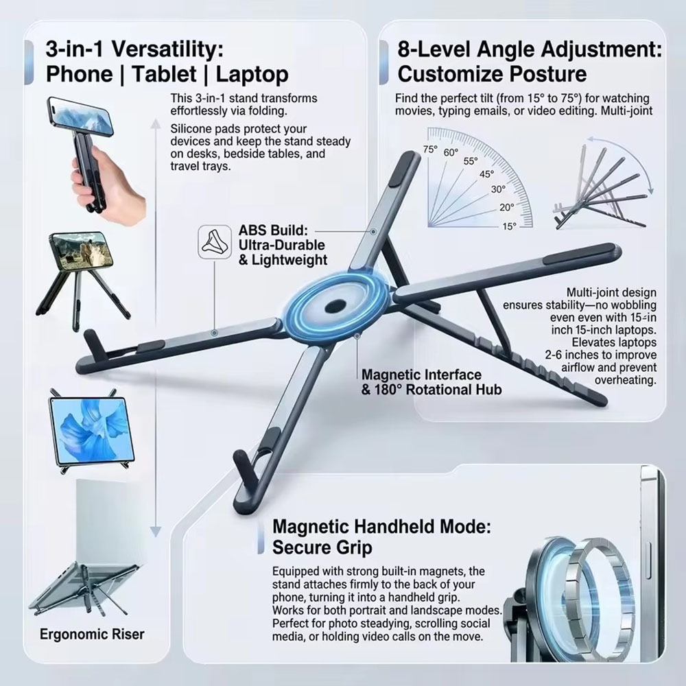 ที่วางโทรศัพท์แม่เหล็กแบบพกพาแ - Laptop Stand Portable บทวิจารณ์และราคา